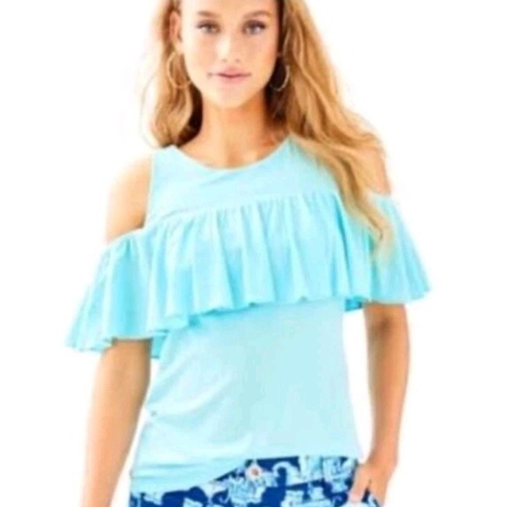Lilly Pulitzer Women's Off Shoulder‎ Top Turquoise Size M